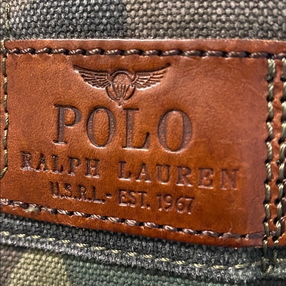 Rare Polo Ralph Lauren Canvas Camo Tote Bag with Patches - Picture 7 of 8